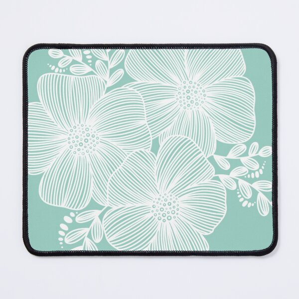 Item preview, White Line drawing flower design on Aqua designed and sold by Giulia Palazzo.