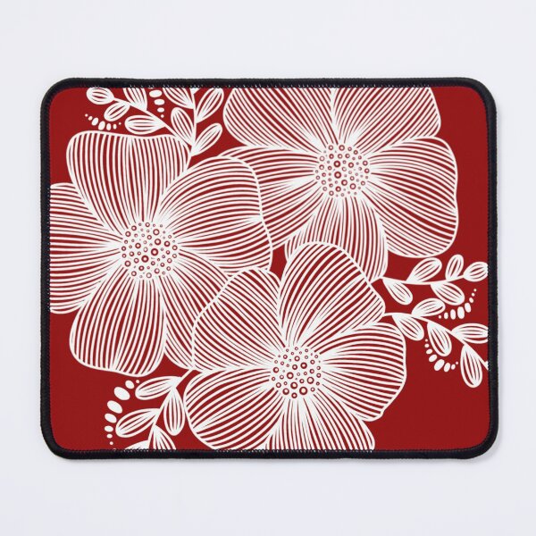 Item preview, White Line drawing flower design on Red designed and sold by Giulia Palazzo.