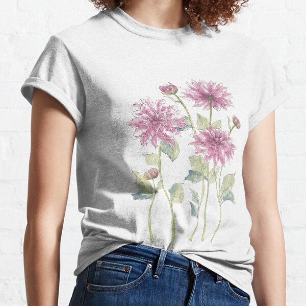 Magenta Dahlias Illustration Classic T-Shirt