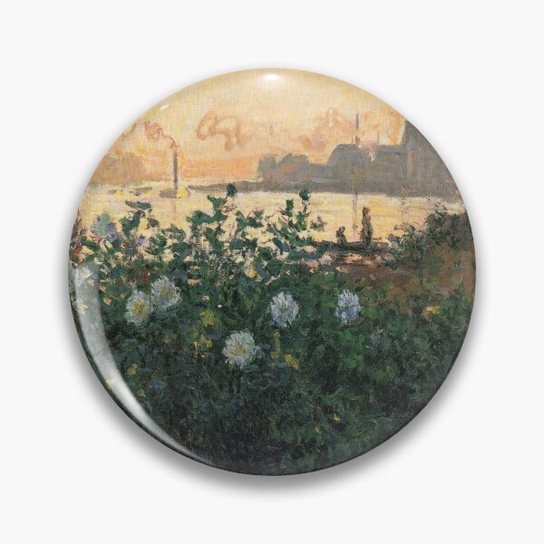 Item preview, Flores del acantilado de Claude Monet en la orilla del río en Argenteuil Fine Art Painting designed and sold by StacySerra.