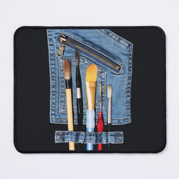 Item preview, Artistic brushes on denim cloth with pocket designed and sold by CatCarrot.