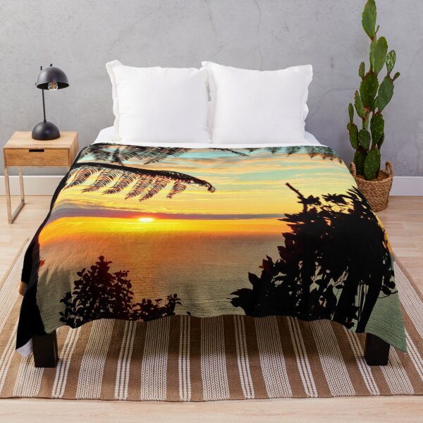 STOP - SUNRISE TREES OCEAN PALM Throw Blanket