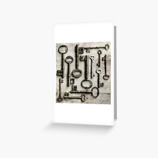 Collection Of Antique Keys In A Square Greeting Card