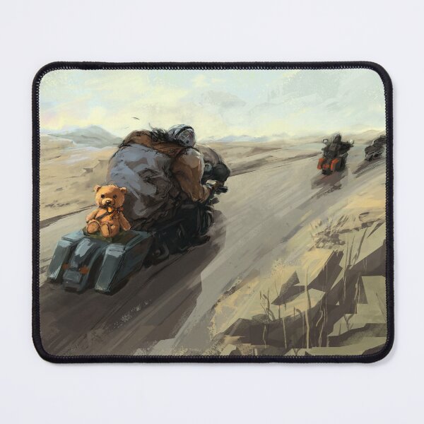 Item preview, Biker on a bike with orange teddy bear designed and sold by CatCarrot.