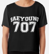 707 Jersey Style (White/Black) Chiffon Top