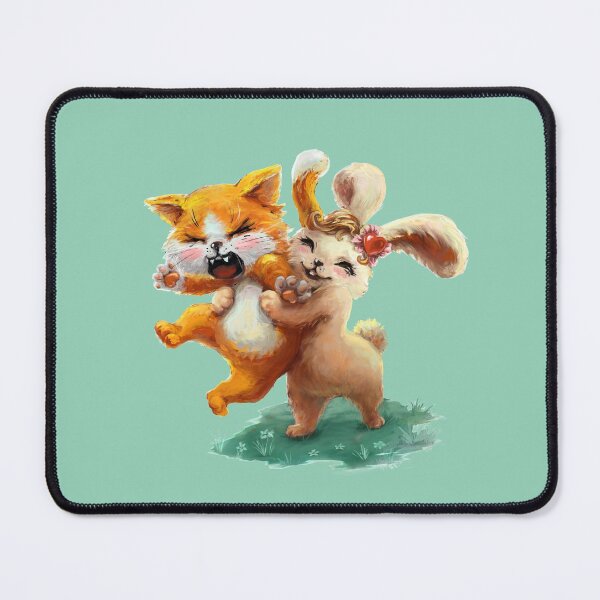 Item preview, Cute rabbit hugs an angry cat. designed and sold by CatCarrot.