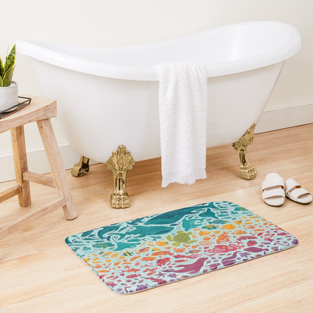 Aquatic Spectrum 2 : light blue Bath Mat