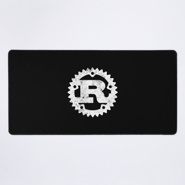 Rust Programming logo print distressed Desk Mat