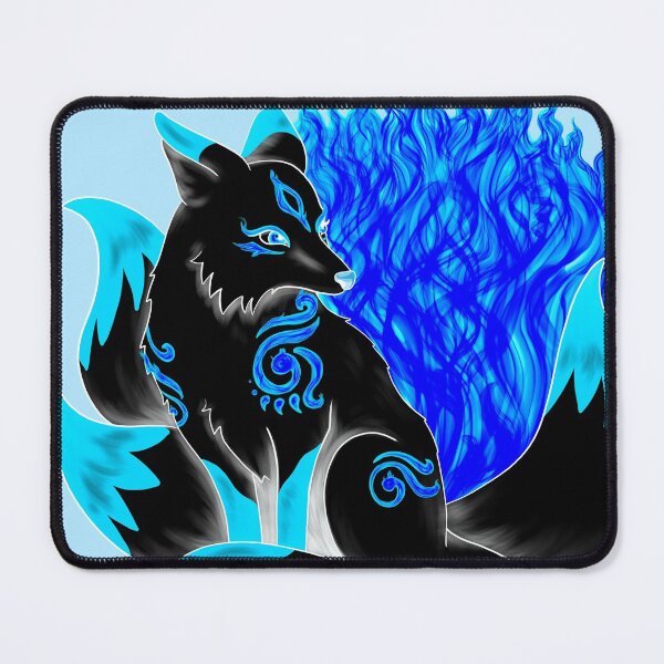 Item preview, Inverted Black Kitsune Fox with Dark Blue Foxfire designed and sold by Lady-Lilac.