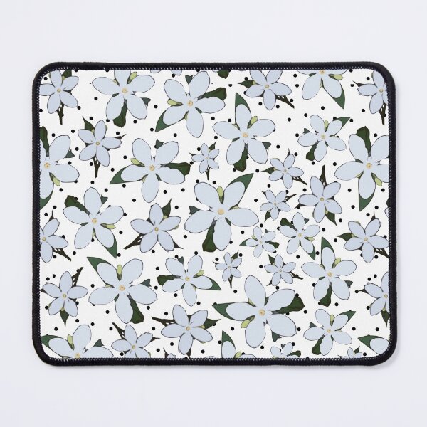 Item preview, Australian Desert Star White Flower with Black Small Polka Dots Seamless Pattern Design designed and sold by anzelas.