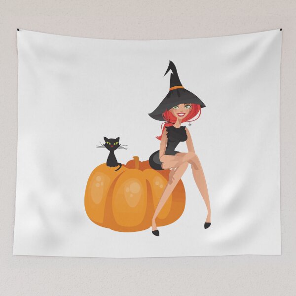 Item preview, Cute Witch Sitting on A Pumpkin designed and sold by ArtEntwined.