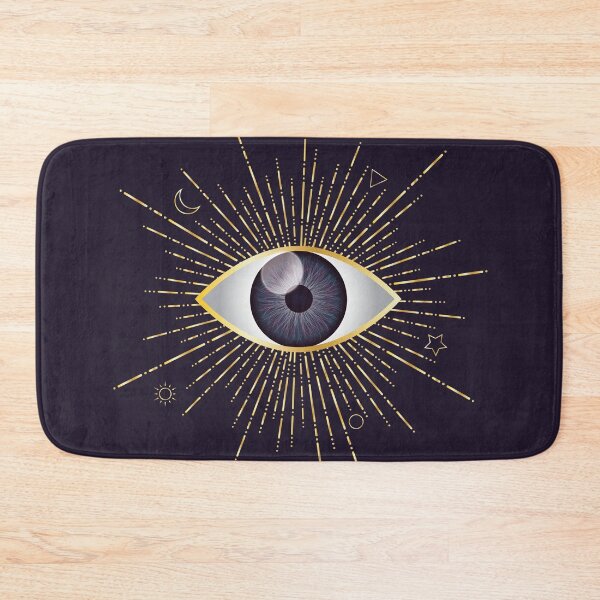 Item preview, Purple Evil Eye Gold Eyelashes Sun Moon Star Triangle Circle Nazar Mati Protection Talisman designed and sold by Karen McFarland.