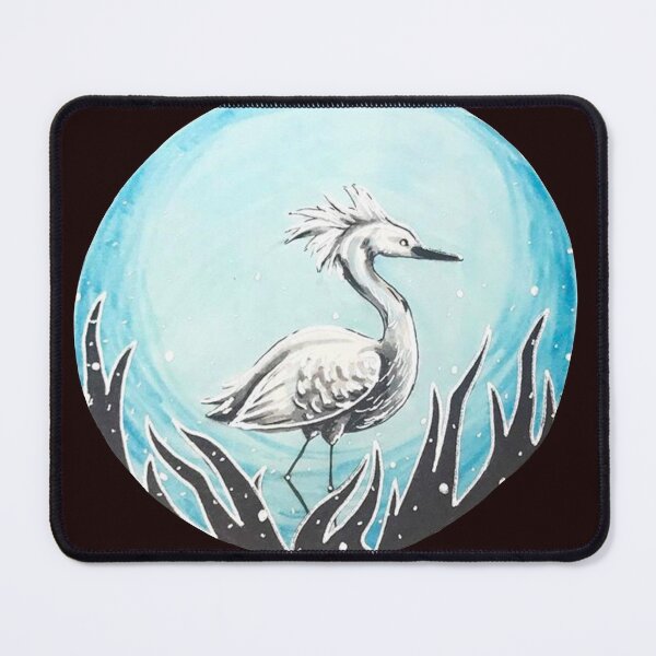 Item preview, White Heron/Egret on Blue Background designed and sold by Lady-Lilac.