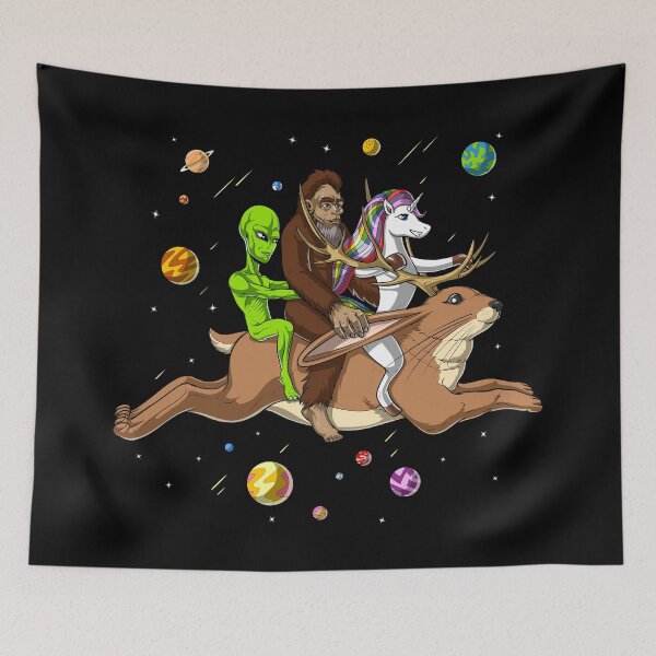Item preview, Cryptid Alien Bigfoot Unicorn Riding Jackalope designed and sold by underheaven.