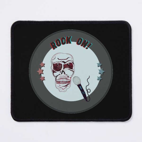 Item preview, Rock On! Skull & Mic Hand Drawn Vintage Style Grey Background Circle designed and sold by H3designs.