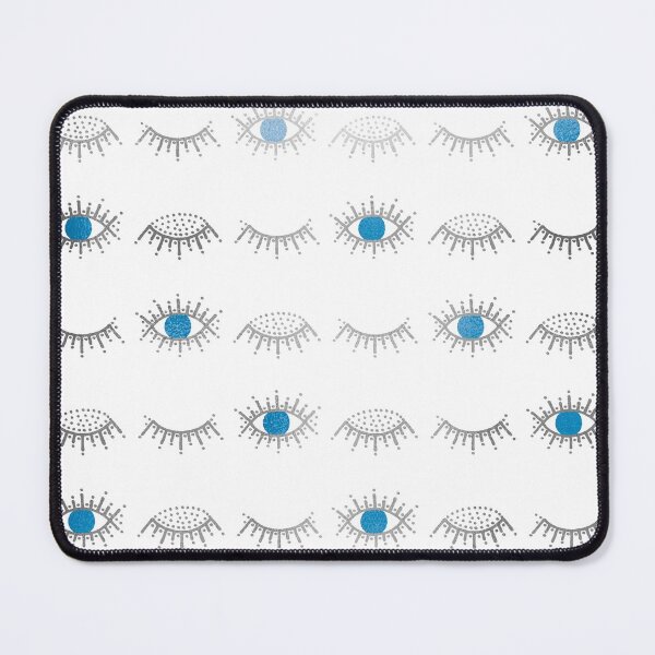 Item preview, Pretty Silver Closed and Open Blue Evil Eye Nazar Mati Pattern on White designed and sold by Karen McFarland.