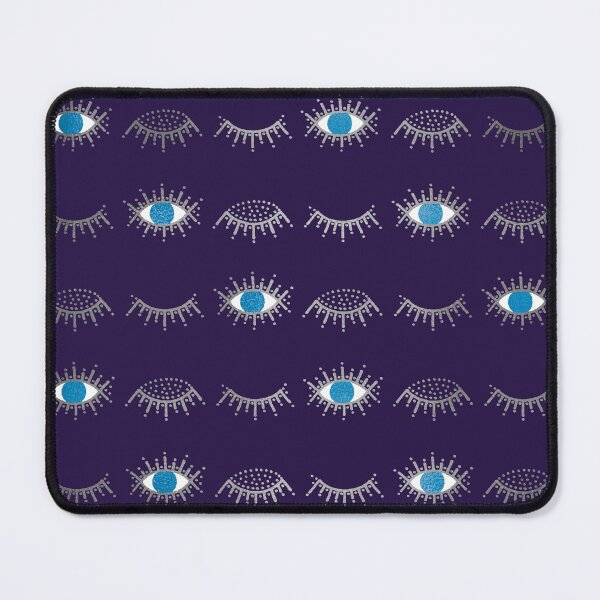 Item preview, Pretty Silver Closed and Open Blue Evil Eye Nazar Mati Pattern on Purple designed and sold by Karen McFarland.