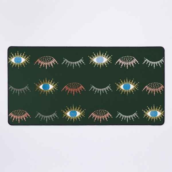 Item preview, Gold, Silver and Rose Gold Closed and Open Evil Eye Pattern on Green designed and sold by Karen McFarland.