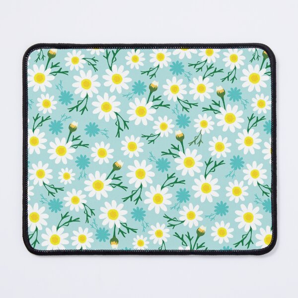 Item preview, ditsy daisy flowers in green blue mint designed and sold by hartami.