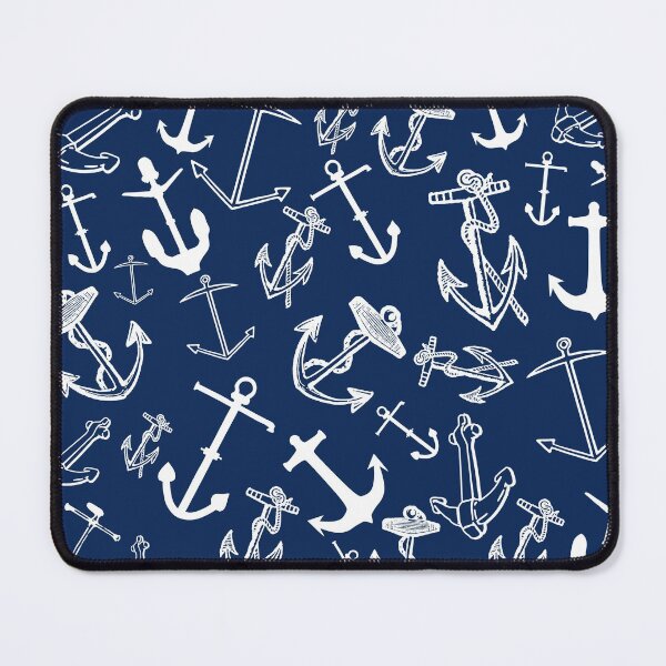 Artikelvorschau, Marineblaues Anker-Seemuster entworfen und verkauft von idovedesign.