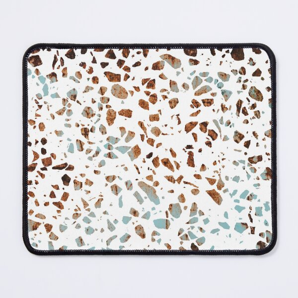 Item preview, Abstract Terrazzo Mosaic Rusty Brown and Blue Pattern designed and sold by idovedesign.