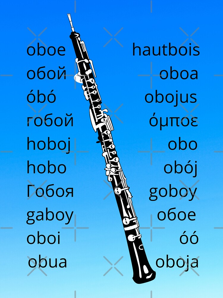 "Oboe in many Languages blue" Sticker for Sale by Ric1926 Redbubble