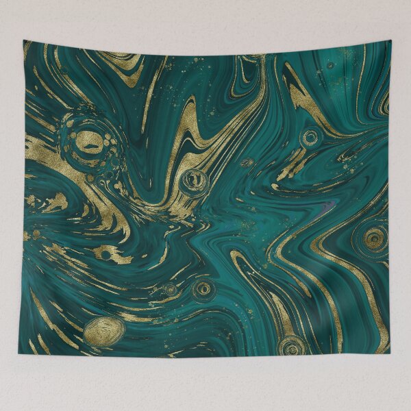 Item preview, Teal Marble & Gold Faux Glitter Abstract Art designed and sold by Karen McFarland.