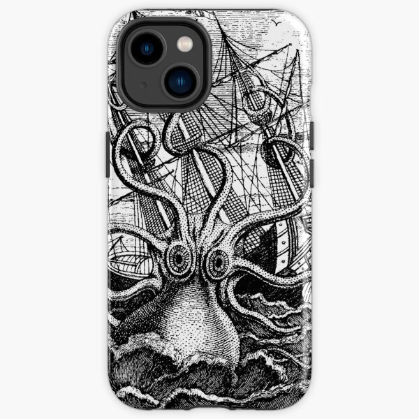 Vintage Kraken angreifende Schiffsillustration iPhone Robuste Hülle