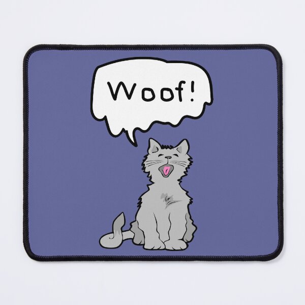 Item preview, Cat grey WOOF! cartoon funny humorous kids grown ups designed and sold by SolidEarthArt.
