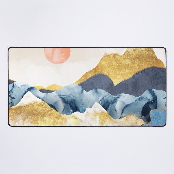 Item preview, Mountain abstact landscape, mountainscape, mountain mural illustartion. Gold, marble texture designed and sold by darkmoonlight-.