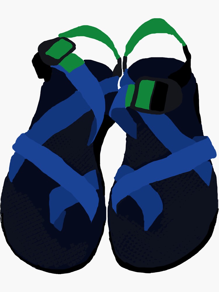 blue and green chacos