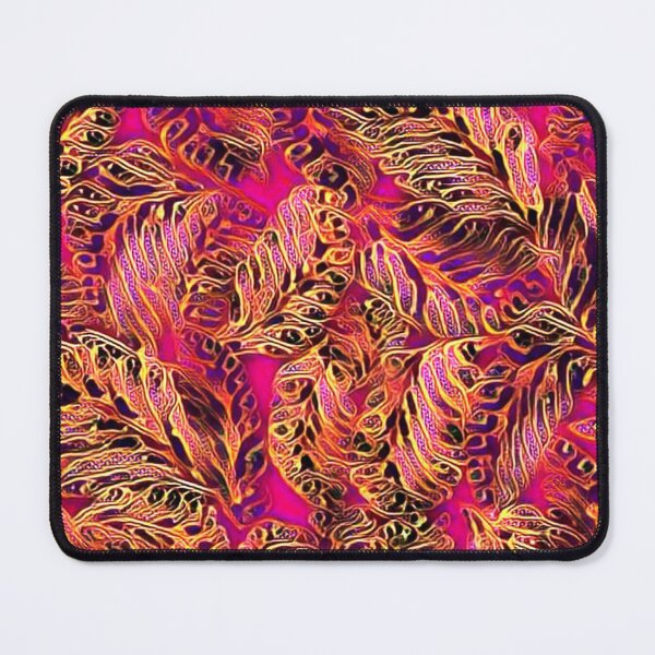 Item preview, secondary pattern, feathers, abstract art, fuchsia, gold, red designed and sold by Maria Mihailova.