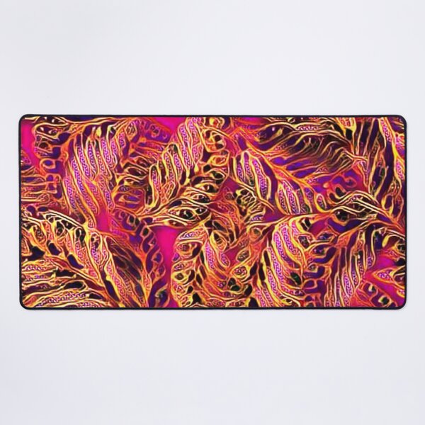 Item preview, secondary pattern, feathers, abstract art, fuchsia, gold, red designed and sold by Maria Mihailova.
