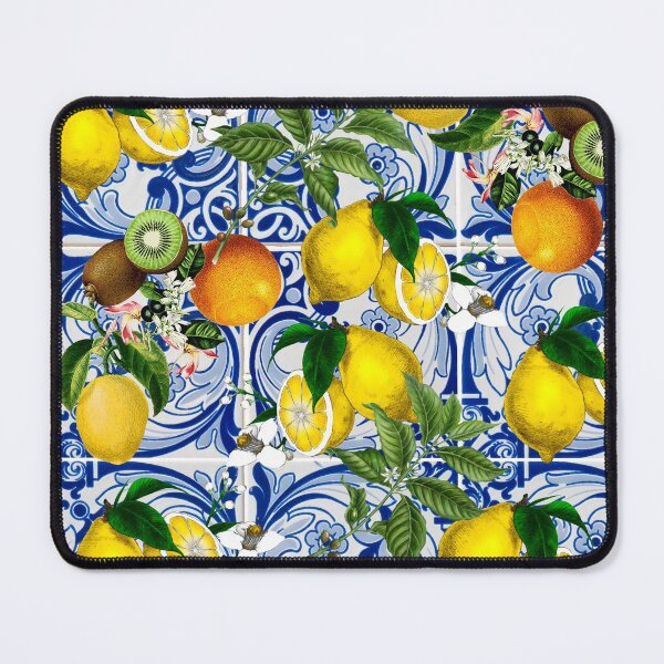 Item preview, Mediterranean Lemon on Blue Ceramic Tiles designed and sold by kapotka.