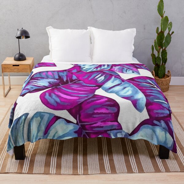 Item preview, Tropical Leaves Of Banana and Monstera Blue Pink Cut Out designed and sold by taiche.