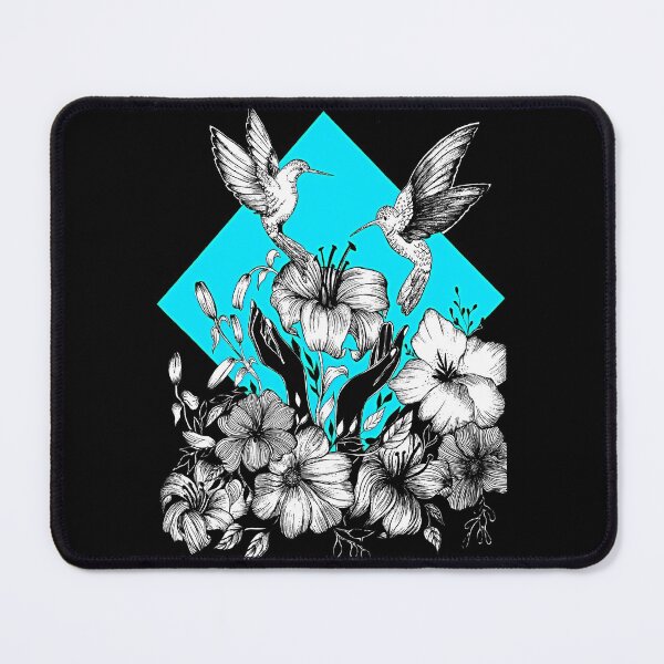 Item preview, Hummingbird Peace Design with Flower Patterns - Aqua designed and sold by MinArt Illustrations.