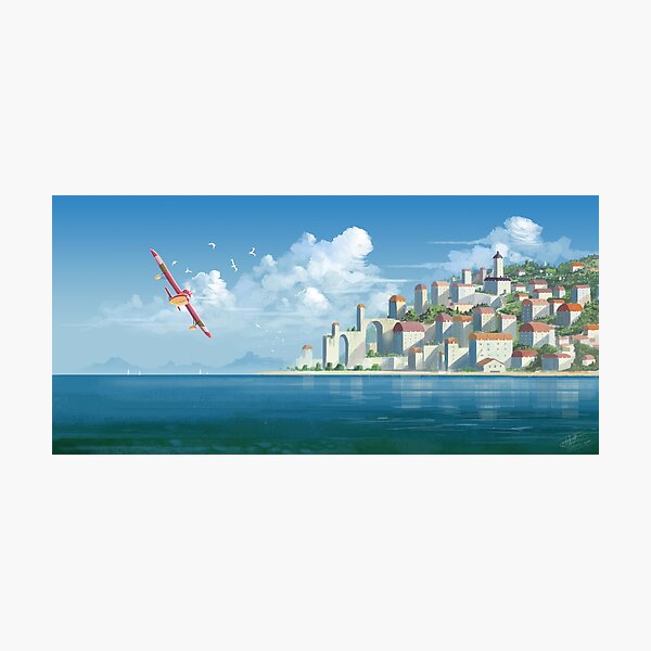 Item preview, Red bird and coastal city designed and sold by Syntetyc.