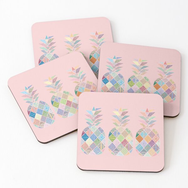 Item preview, Pineapple Mandala Doodle Pattern in Pastel Colours on Pink designed and sold by Karen McFarland.