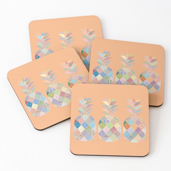 Item preview, Pineapple Mandala Doodle Pattern in Pastel Colours on Peach designed and sold by Karen McFarland.