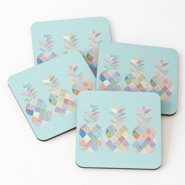 Item preview, Pineapple Mandala Doodle Pattern in Pastel Colours on Aqua designed and sold by Karen McFarland.
