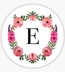 Flower Wreath Letter E Sticker