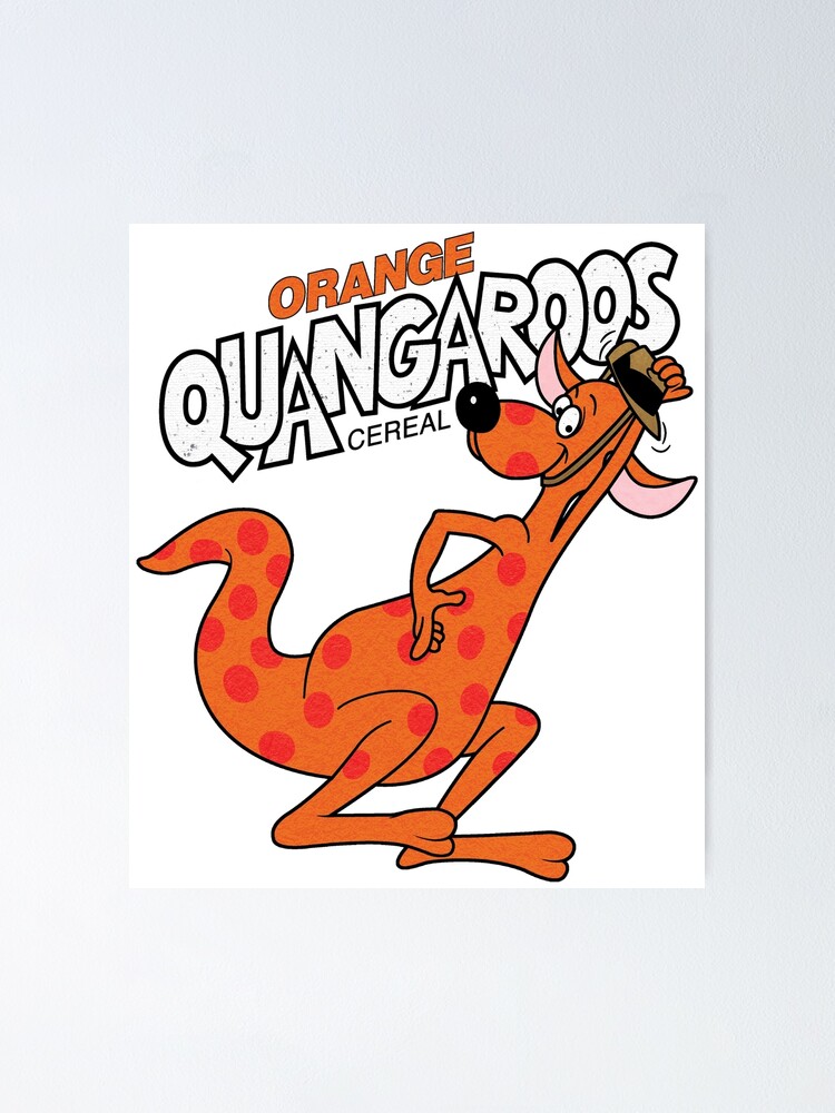 "Quangaroos' "Simon the Kangaroo" Breakfast Cereal Mascot and Logotype" Poster by StrangeNotions