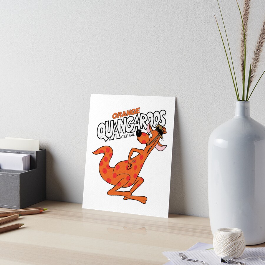 "Quangaroos' "Simon the Kangaroo" Breakfast Cereal Mascot and Logotype" Art Board Print for Sale