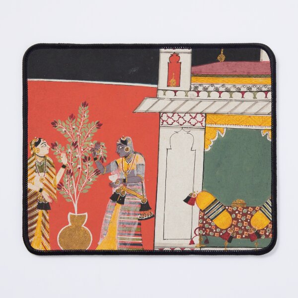 Item preview, Two Women Pluck Flowers on a Terrace designed and sold by HinduArtGallery.