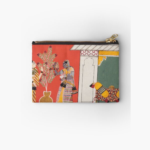 Item preview, Two Women Pluck Flowers on a Terrace designed and sold by HinduArtGallery.
