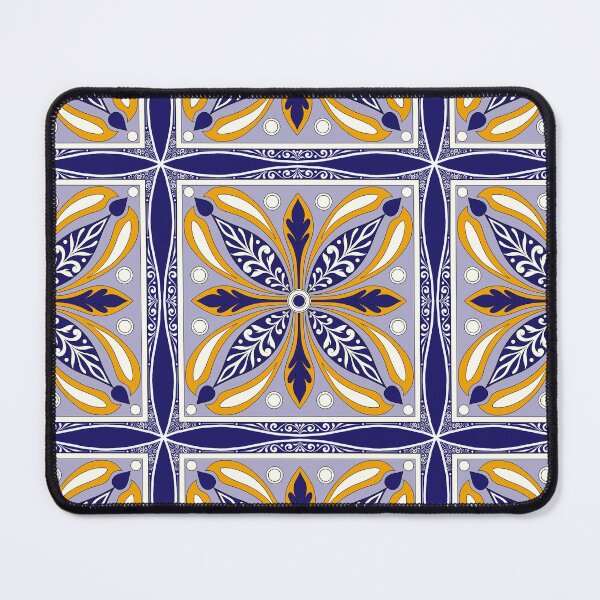 Item preview, Moroccan Tile Pattern - Yellow and Blue - Detailed Block Print Design, simple pattern designed and sold by SemDesigns1.