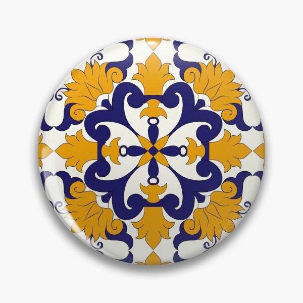 Item preview, Moroccan Tile Pattern - Yellow and Blue - Detailed Block Print Design, simple pattern designed and sold by SemDesigns1.