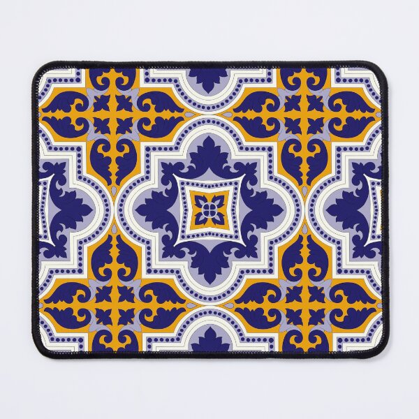 Item preview, Moroccan Tile Pattern - Yellow and Blue - Floral - Detailed Block Print Design, Simple Pattern designed and sold by SemDesigns1.
