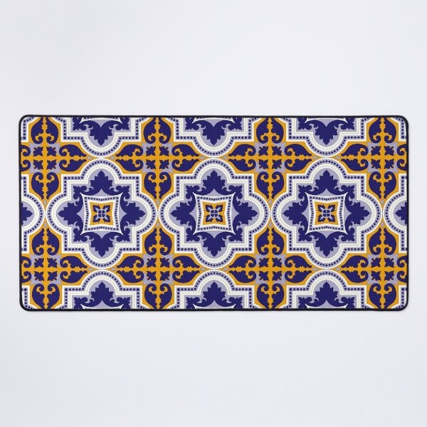 Item preview, Moroccan Tile Pattern - Yellow and Blue - Floral - Detailed Block Print Design, Simple Pattern designed and sold by SemDesigns1.