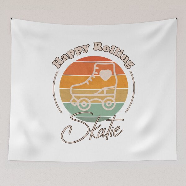 Item preview, Happy Rolling Retro Rainbow Roller Skating Design with Skatie Logo designed and sold by Skatieuk.